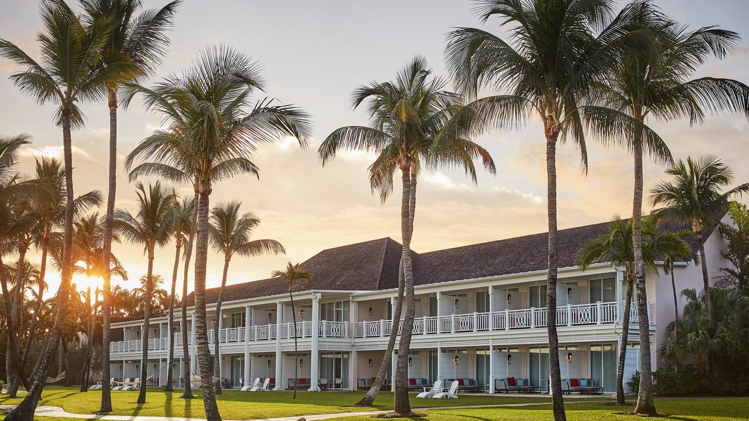 The Ocean Club, A Four Seasons Resort surrounded by palm trees in the Bahamas