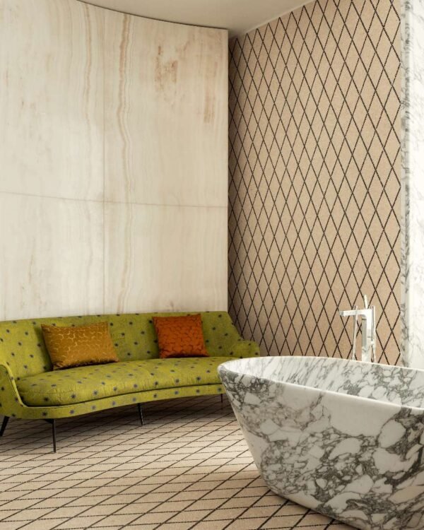Luxury marble bathroom with freestanding bathtub at Bulgari Hotel Roma