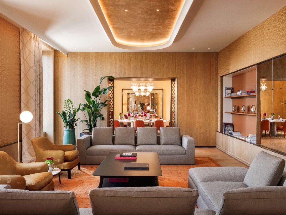 Luxury suite living room at Bulgari Hotel Roma with elegant contemporary design