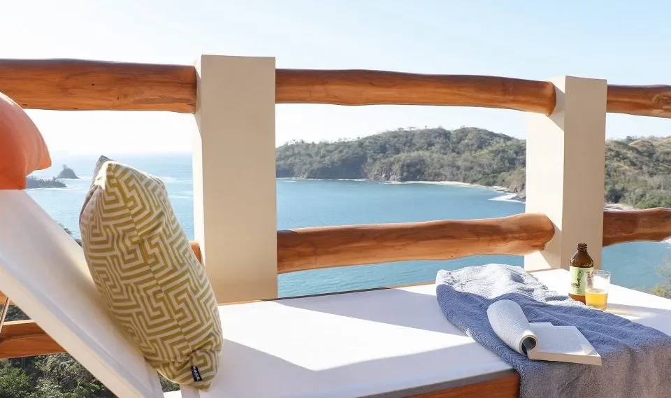 Private villa sun terrace with panoramic Pacific Ocean views at Casa Chameleon Hotel Las Catalinas Costa Rica