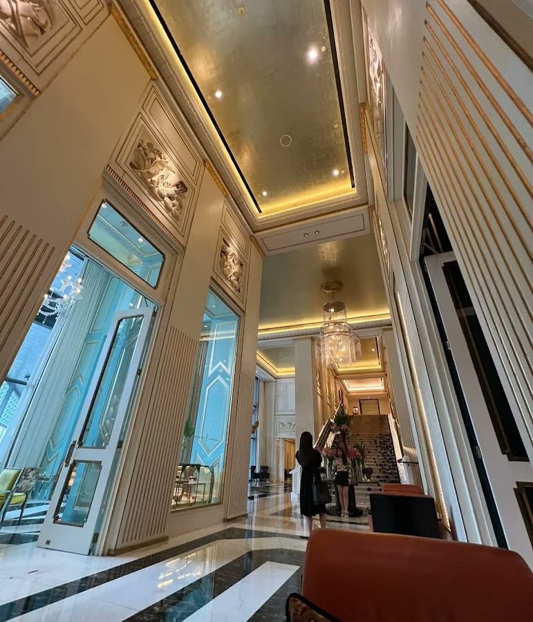 Double-height marble lobby at Fairmont Jakarta