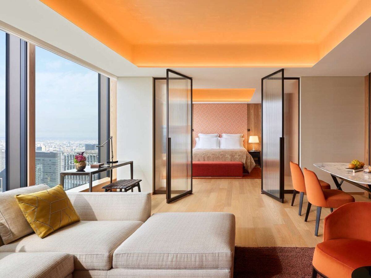 Luxury suite with panoramic Tokyo skyline views at Bulgari Hotel Tokyo