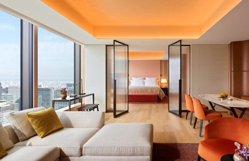 Luxury suite with panoramic Tokyo skyline views at Bulgari Hotel Tokyo