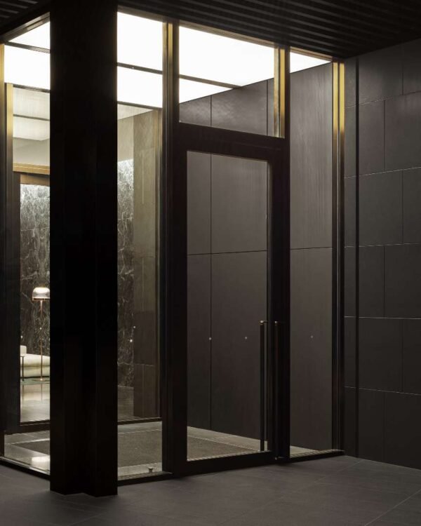 Entrance to Bulgari Hotel Tokyo featuring a modern luxury lobby