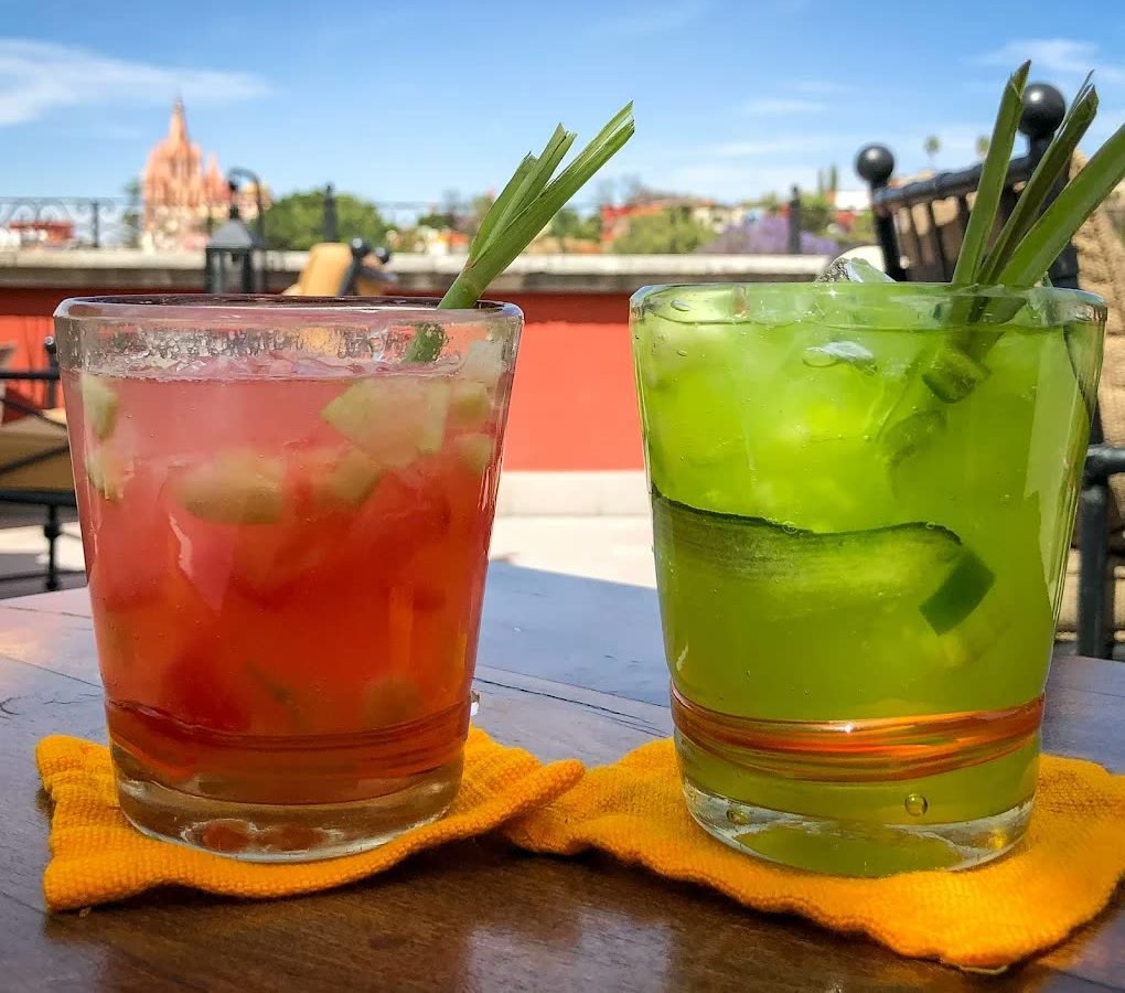 Rooftop cocktails at golden hour