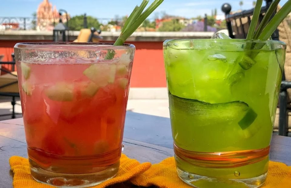 Rooftop cocktails at golden hour
