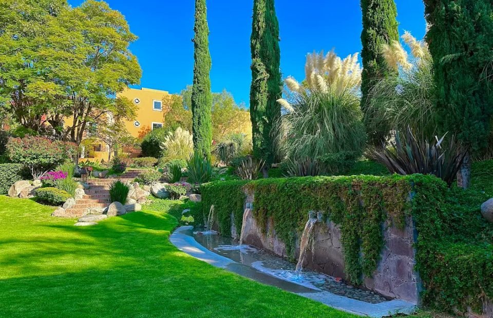 Manicured hotel gardens