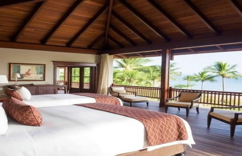 Villa terrace with a daybed overlooking the sea